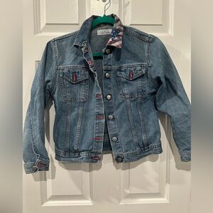 Iana Kids Blue Denim Jacket with Patriotic Accents